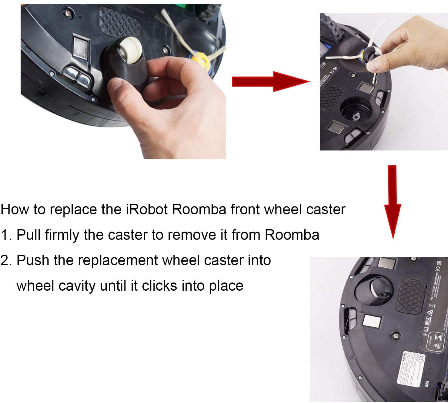 Replacement Front Wheel Caster Assembly for iRobot Roomba, 980 880 870 790 780 770 690 650 671 Vacuum, Roomba 500 600 700 800 900 Series Robot Vacuum Cleaner Accessories(2 Pack)